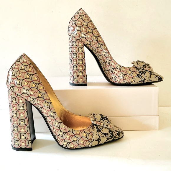 Bottega Veneta Cherbourg gray gold patent leather heels 38 - Picture 1 of 14